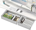 Under Desk Drawer Organizer Slide Out, 2 PCS Large & Medium Under Table Hidden Drawer Under Desk Storage Organizer (Self-Adhesive Tape, Screw Accessories)