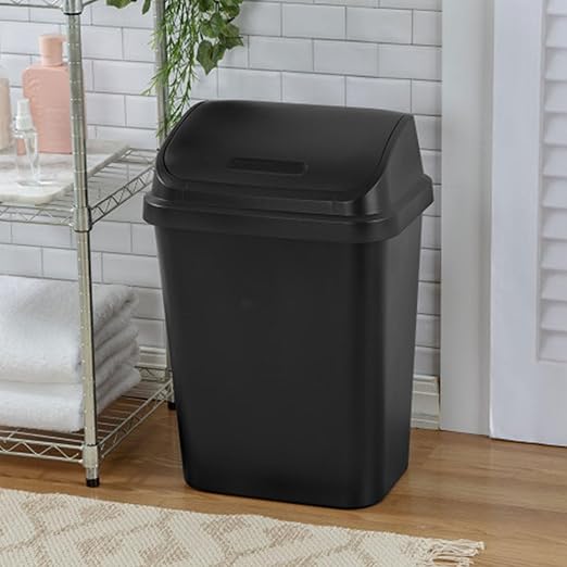 Sterilite Swing-Top Office Wastebasket – Black (6-Pack, 7.8 Gal)