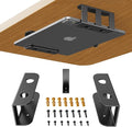 BYMECOST Under Desk Laptop Storage Mount, Metal Under Desk Device Holder, for Devices Up to 2.1" Thick, MacBook, Mini, Keyboard, Router, with Anti-Scratch Silicone (Black)