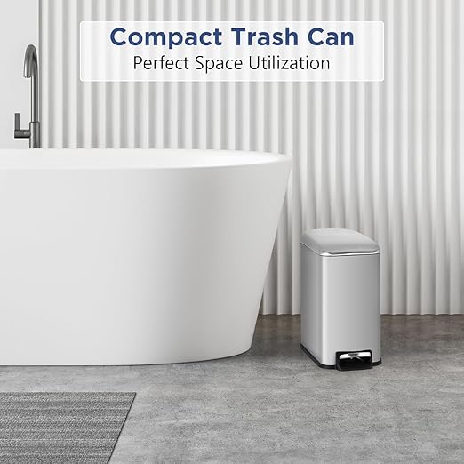 Bigacc 1.3 Gallon Kitchen Trash Can, Stainless Steel Small Trash Can & Mini Garbage Can with Removable Plastic Inner Bucket Lid, Foot Pedal, Waste Bin for Bathroom
