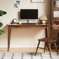 Computer Desk, Solid Wood Desk, Mid Century Modern Home Office, Writing Desk with Drawers for Study Bedroom Living Room 31.49" W