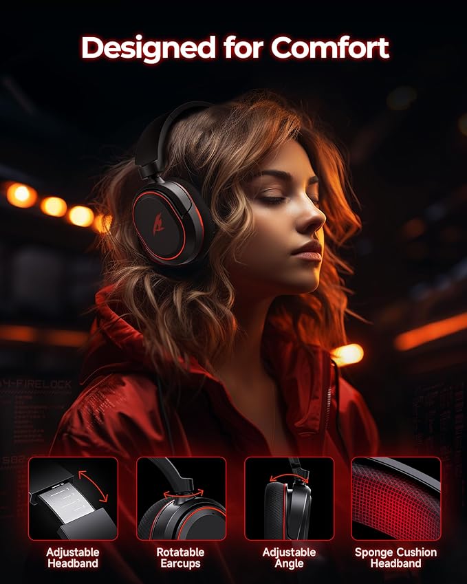 Valorise Wireless Gaming Headset, 7.1 Surround Sound, 2.4Ghz USB Gaming Headphones Bluetooth 5.4, 100-Hr Noise Canceling Mic, Wireless Headset for PC PS5 PS4 Mac Switch, ONLY Wired Mode Suit for Xbox