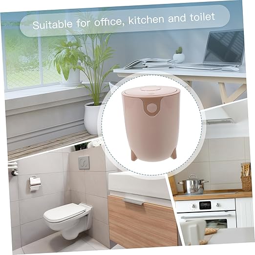 Zerodeko Bedroom Wastebasket Small Kitchen Trash Can Lid Desk Trash Can Mini Garbage Bin