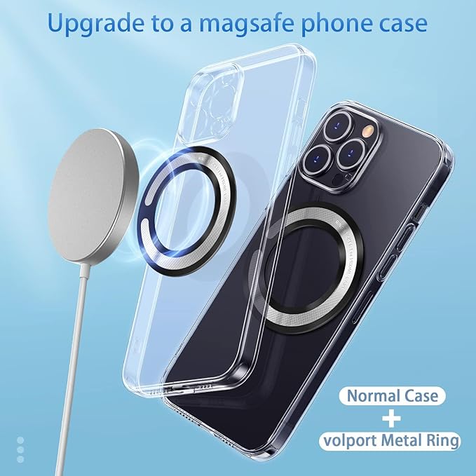 4Pcs Adapter Ring for Magsafe, Magnet Adapter, Magsafe Sticker with Sticky Adhesive, Black Metal Loop for Wireless Charger/Card Wallet/Car Mount/Battery Pack/Socket Grip, Compatible with All Phone