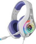 Tatybo Gaming Headset for Ps4 Ps5 Switch PC Mobile Xbox with Noise Canceling Mic, Wired Gaming Headset with RGB Light, Stereo Surround Sound