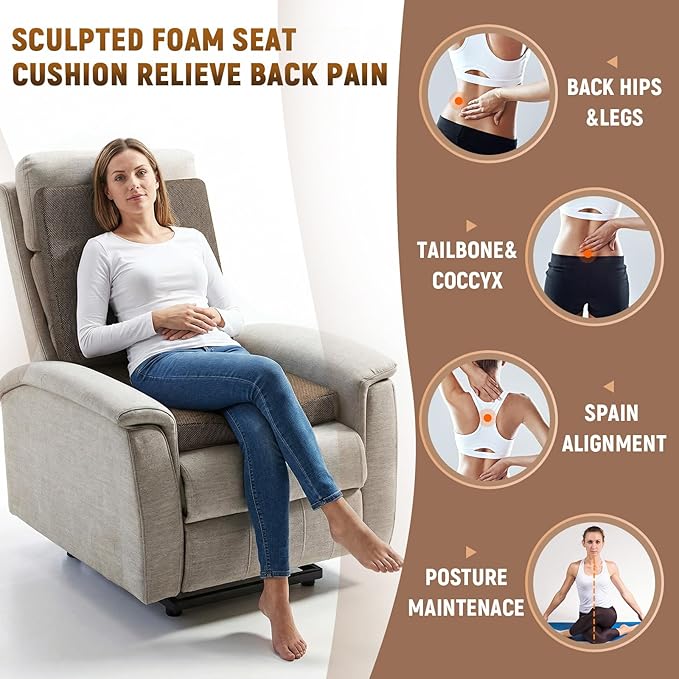 Geiserailie 20 Inch Egg Foam Pad Recliner Seat Cushion Set Recliner Cushions with Cover for Elderly with Back Support to Reduce Muscle Fatigue Relieve Back Egg Foam Cushions Office Wheel Chair