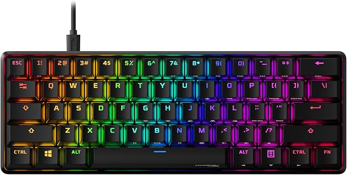 HyperX Alloy Origins 60 - Mechanical Gaming Keyboard - Ultra Compact 60% Form Factor - Tactile Aqua Switch - Double Shot PBT Keycaps - RGB LED Backlit - NGENUITY Software Compatible (Renewed)