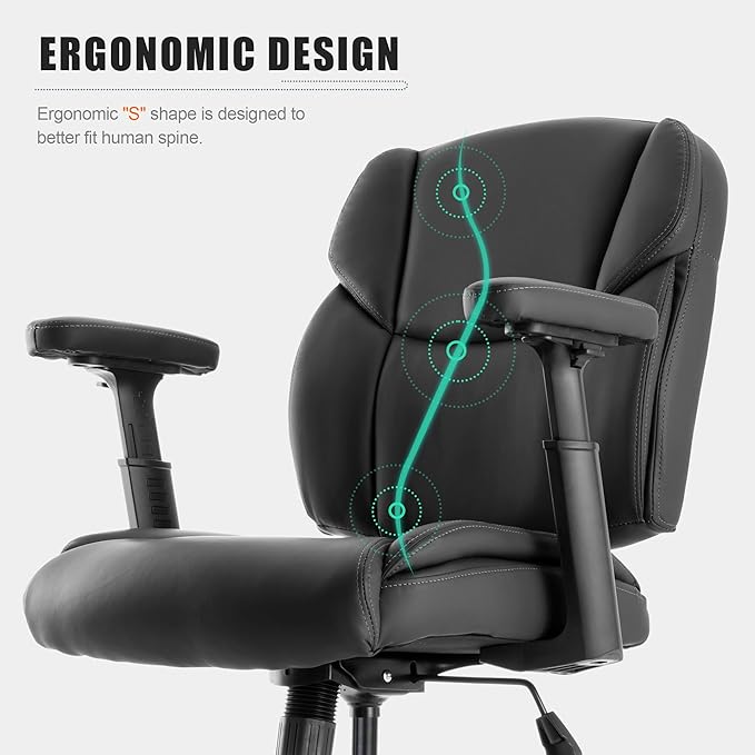 Okeysen Drafting Chair Standing Desk Chair, 500 LBS Leather Big and Tall Office Chair with Adjustable Armrests & Foot Ring, Modern Tall Desk Chair with Mid Back, Swivel Rolling Drafting Stool.