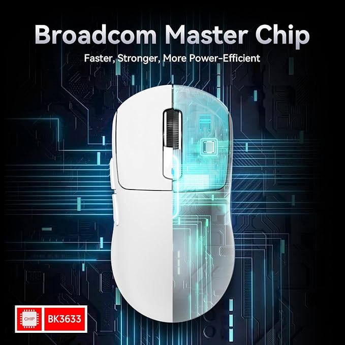 MAMBASNAKE Attack Shark X3 Wireless Gaming Mouse, 49g Ultralight, PixArt PAW3395 26000 DPI, Bluetooth/2.4Ghz /Wired Tri-Mode, 200Hrs Rechargeable Battery, Kailh GM8.0 Switch for PC/MAC/Win - White