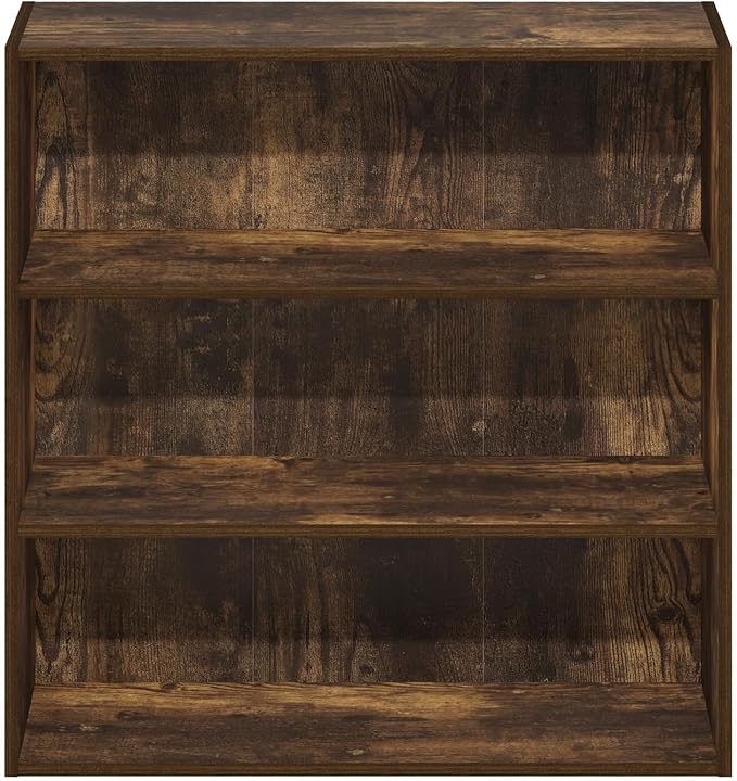 Furinno PASIR Book Shelf, 3-Tier Bookshelf with Open Storage Shelf, Standing Bookcase, 9.3 x 31.3 x 31.5, Easy Assembly, for Living Room, Bedroom, Home Office, Amber Pine