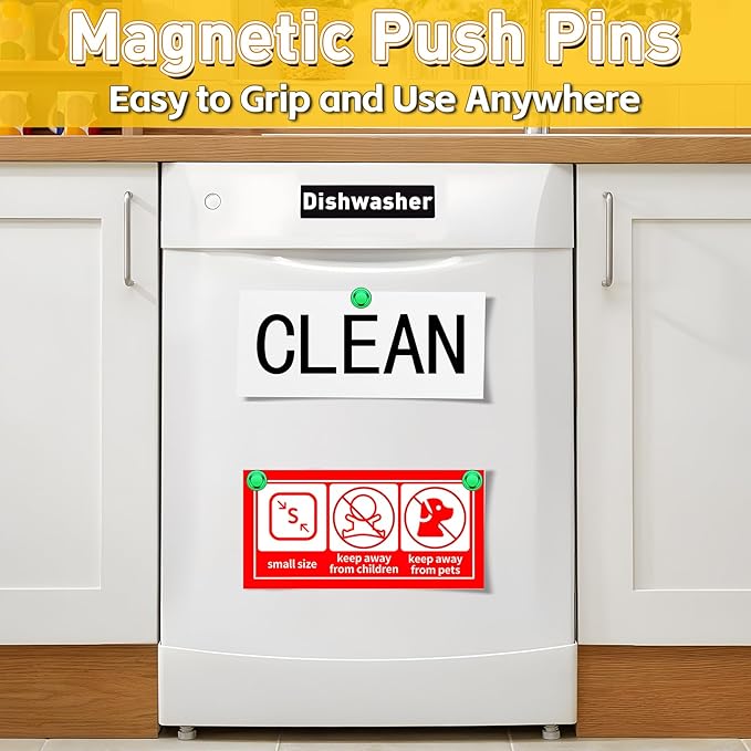 16 Pcs Fridge Magnets, Refrigerator Magnets, Small Strong Magnets, Whiteboard Magnets for Fridge, Magnetic Push Pins for Locker, Kitchen Decor and Accessories, Office, Classroom Organization