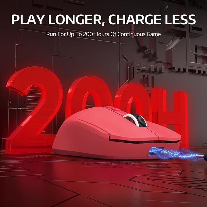 Attack Shark X6 49g Superlight Wireless Gaming Mouse with Magnetic RGB Charging Base, Ultralight Mice PixArt PAW3395 Sensor, 26000DPI, BT/2.4G Wireless/Wired Mouse, 200Hrs Battery for Win/Mac (Red)