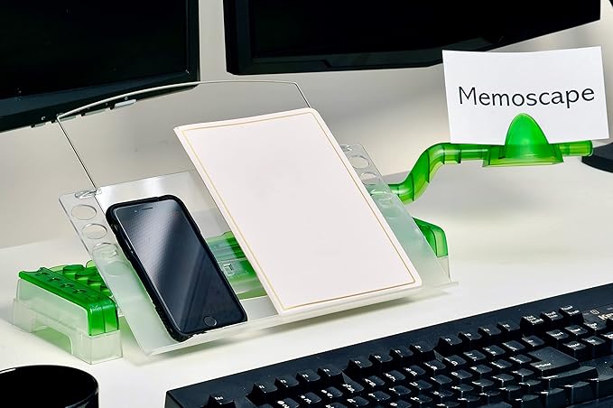 MemoScape Adjustable in-Line Document Holder for Typing | Reduces Neck Strain, Improves Focus, Boosts Desk Organization, and Workflow | Paper Holder Stand for Desk and Home Office - Green (VUR 5020)