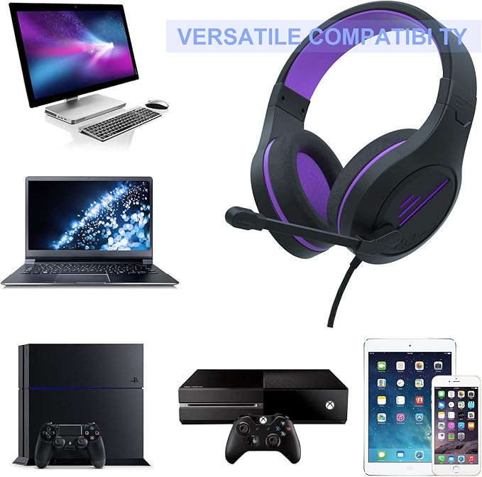 Anivia PC Computer Headset, Headphones with Microphone Stereo Surround for PC MAC Laptop, Noise Cancelling Over Ear Wired Headset with Soft Memory Earmuffs, Compatible with Switch Nintendo PC Laptop