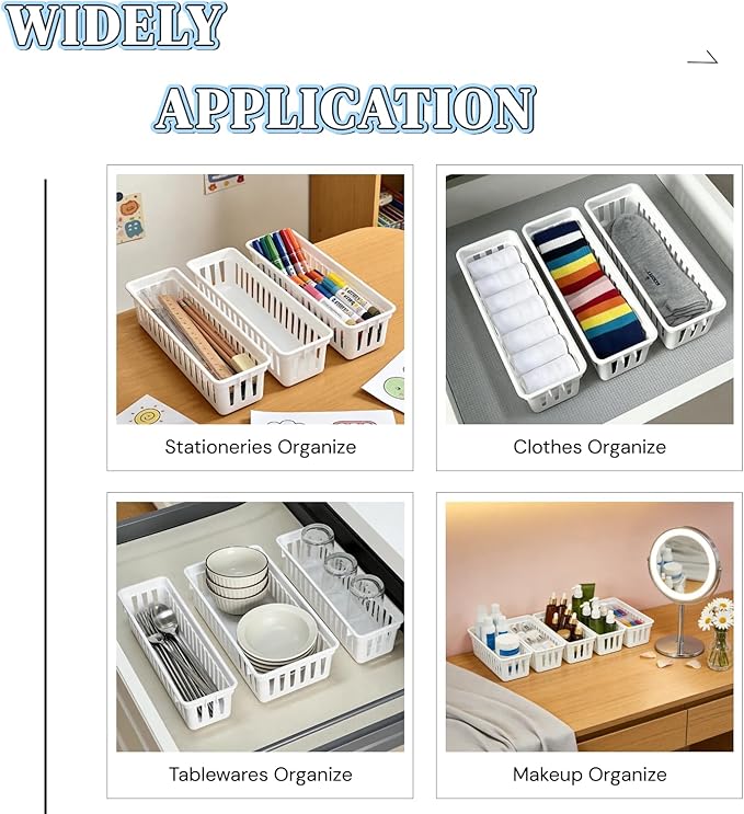 RAUVOLFIA 12 Pack Classroom Pencil Organizer Pencil Basket or Crayon Basket, Small Pencil Holder Tray for Kids Desks (White)