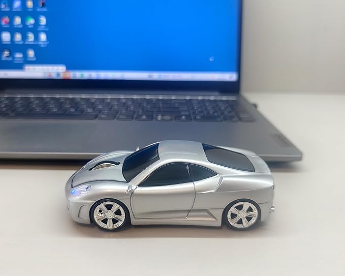 Wireless Sports Car Mouse, Cute & Cool Mice for Computer PC Laptop MAC (Silver)