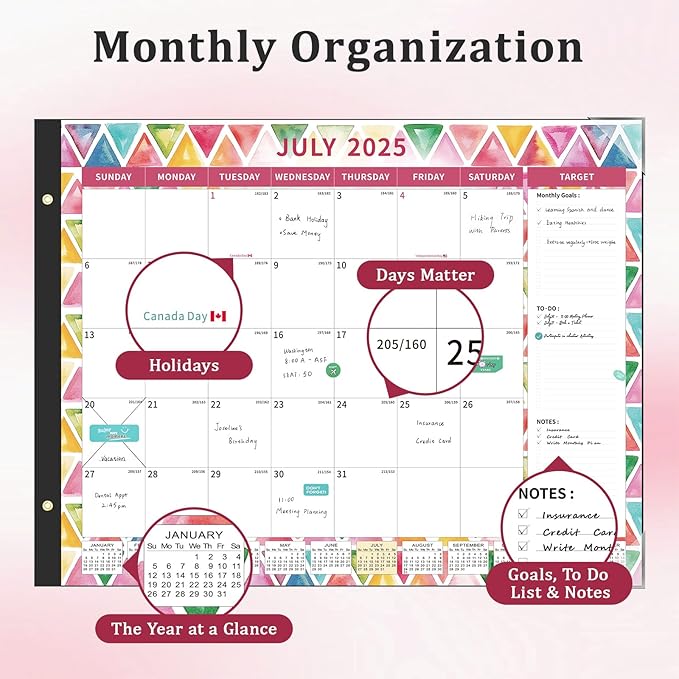 Ospelelf Desk Calendar 2026 Large 22"x17" Monthly Family Planner Pad with Protective Cover 18 Months Use From Now to December 2026 Geometry