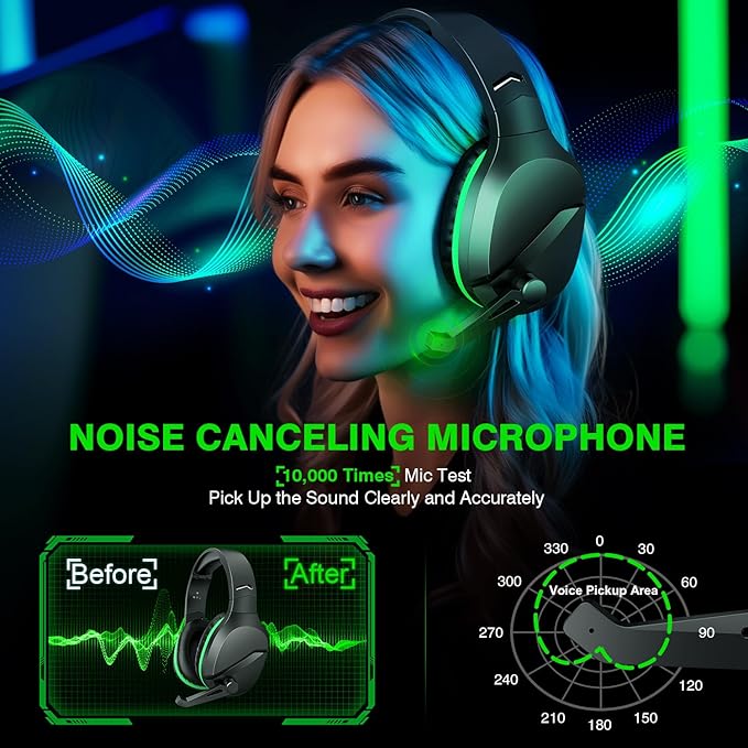 WolfLawS Wireless Gaming Headset for Xbox Series X|S, Xbox One, PS5, PC, Mac, Switch – Bluetooth Headphones with Noise Cancelling Mic, 60H Playtime, Low Latency, Lightweight for Gamers