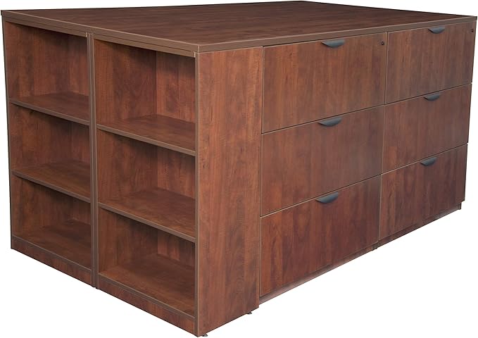 Regency Legacy Stand Up 2 Storage Cabinet/ 2 Lateral File Quad with Bookcase End- Cherry