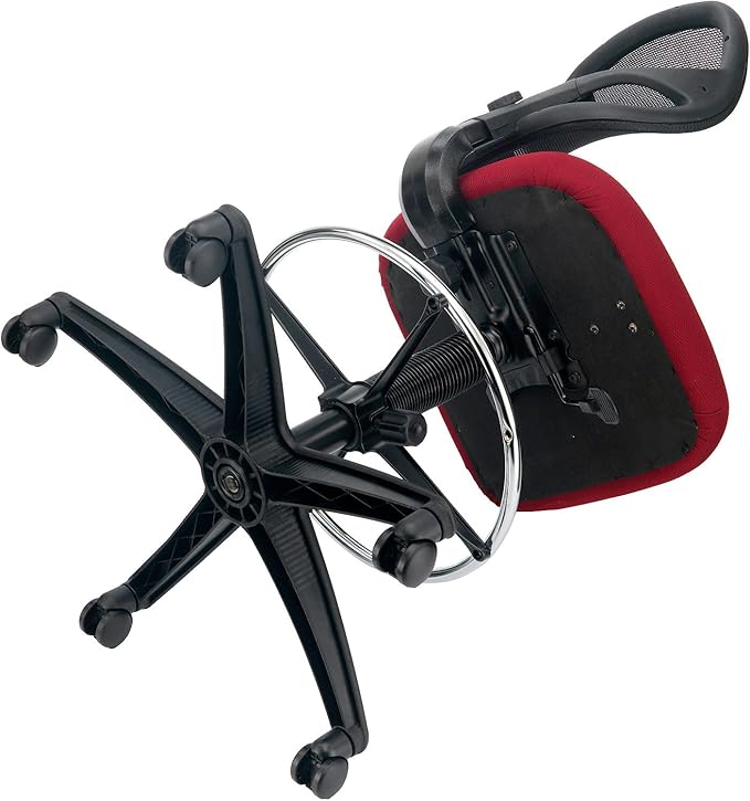 Global Industrial Armless Mesh Drafting Stool, Fabric, Red, Mid Back