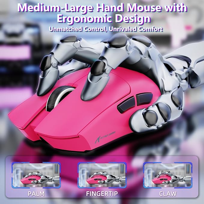 MAMBASNAKE Attack Shark X11SE Lightweight Wireless Gaming Mouse, Tri-Mode 2.4G/USB-C Wired/BT, 22K DPI, PAW3311 Optical Sensor, 59g, 5 Programmable Buttons, 300mAh Battery for PC/Mac((Berry Red)