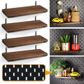 Walnut Color Pegboard Shelf, Pegboard Accessories, Wooden Pegboard Shelves with Pegboard Hooks, Compatible with IKEA Skadis Pegboard (4 pcs)