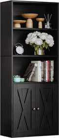 IRONCK Industrial Bookshelves and Bookcases with Doors 11.8 in Depth Floor Standing 5 Shelf Display Storage Shelves Tall Bookcase for Home, Office, Living Room