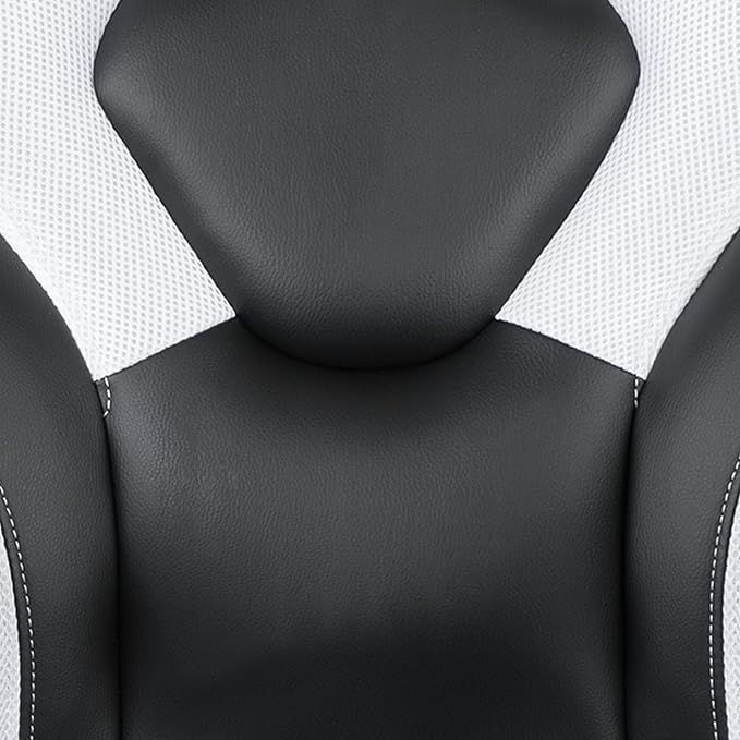 Flash Furniture Gaming Desk and White/Black Racing Chair Set /Cup Holder/Headphone Hook/Removable Mouse Pad Top - 2 Wire Management Holes