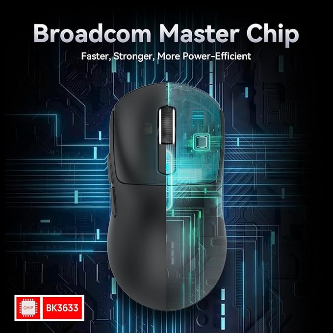 MAMBASNAKE Attack Shark X3 Wireless Gaming Mouse, 49g Ultralight, PixArt PAW3395 26000 DPI, Bluetooth/2.4Ghz /Wired Tri-Mode, 200Hrs Rechargeable Battery, Kailh GM8.0 Switch for PC/MAC/Win - Black