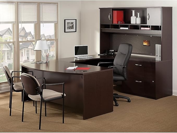 Bush Business Furniture Series C 72W Bowfront RH U-Station with 2-Drawer Lateral File