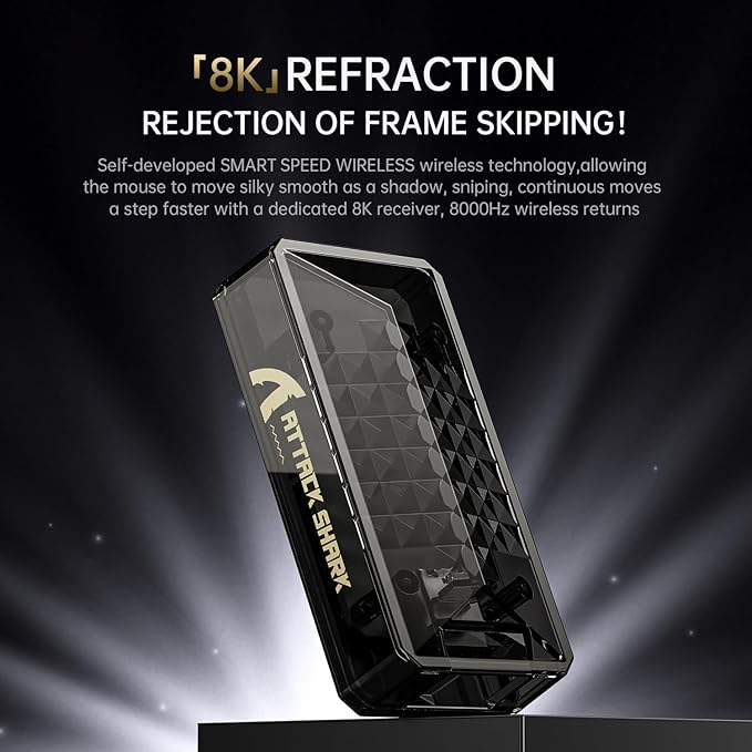 ATTACK SHARK X8 Ultra Wireless Gaming Mouse,55g Ultra-Lightweight BT/2.4GHz Wireless/Wired Mouse,8K Polling Rate,PixArt PAW3950MAX Sensor,42000 DPI,Gamer Mice for PC/Win/Mac/Big Hand (Black)