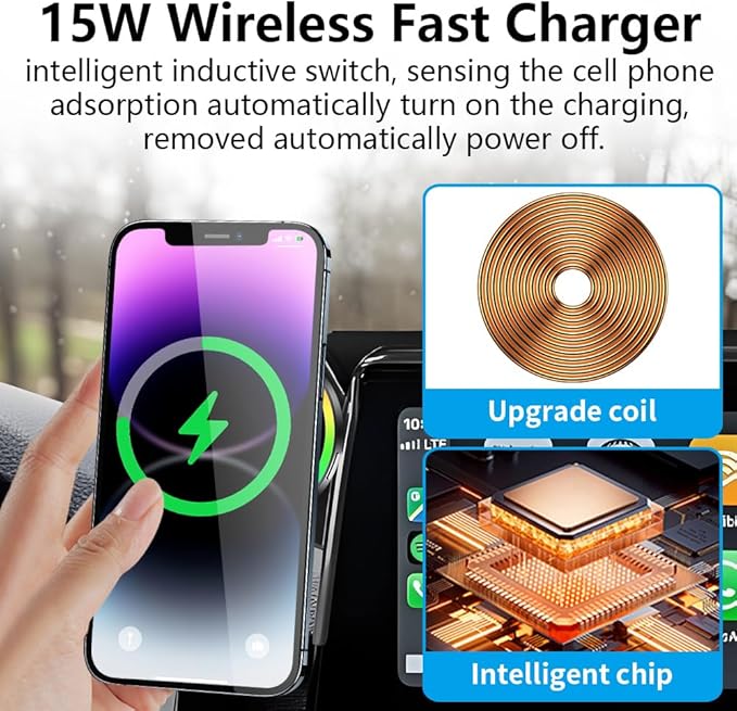 Car Magnetic Phone Mount for Kia Seltos 2021 2022 2023 Auto Interior Accessories Best Cellphone Holder Fast 15W Wireless Charger Cell Phones Charging Screen Stand