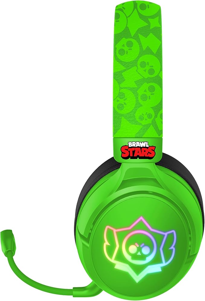 SUBSONIC - Brawl Stars Wireless Gaming Headset with LED and Detachable Microphone. Officially Licensed Gaming Headset, Compatible with Consoles, PCs, Tablets and Smartphones - Green