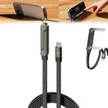 Sideways Phone Charger, Multi Charging Cable, 2-in-1 Invisible Holder Charger Cable, 240w Fast Charging Cord with Built-in Phone Stand for Smartphones Tablets (1 pc)