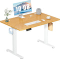 DUMOS 40 Inch Electric Standing Desk Height Adjustable, Sit to Stand Up Computer Workstations Work PC Table Home Office Study Writing Gaming Desks with Memory Presets for Walking Pad, Bedroom, Oak