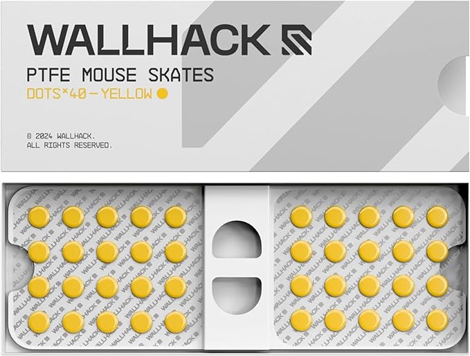 Wallhack PTFE Dot Mouse Skates | Premium Universal Skates for Gaming Mice | Ultra-Smooth Glide on Cloth & Glass Pads | Customize Speed & Control | Fast, Easy to Apply | Yellow