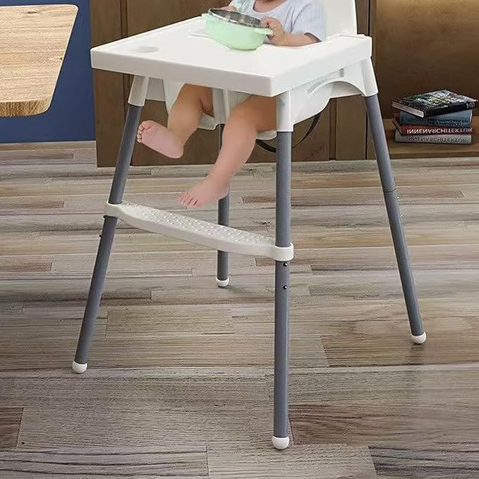 High Chair Footrest, Adjustable Height Baby Highchairs Pedal Portable Plastic Foot Rest for Baby HighChair Accessories, Compatible with IKEA Antilop High Chair Footstool (White)