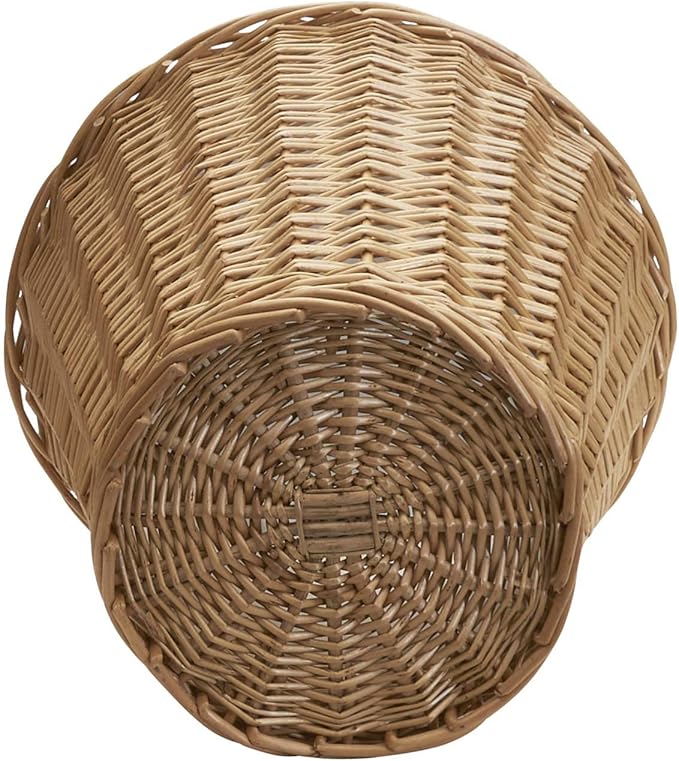 Household Essentials Willow Wicker Waste Basket, Medium, Handwoven with Built-in Plastic Liner, Durable and Attractive Weave, Tapered Design, Compact, Easy to Clean, Natural