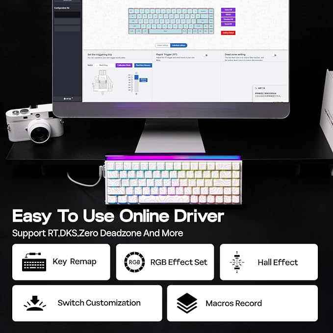 EPOMAKER Aula Hero 68 HE Wired Magnetic Gaming Keyboard, 0.01mm Adjustable Actuation, Rapid Hall Effect Switch, 8kHz Polling, 5-Layer Sound Dampening, RGB Box & Backlight (White Topographic)