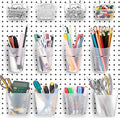 Jinei 12 Pcs Pegboard Bins and Cups with Hooks and Loops Peg Assortment Organizer Accessories Various Tool Organizer Pegboard Basket Set for Garage Workshop Workbench Office(Translucent)