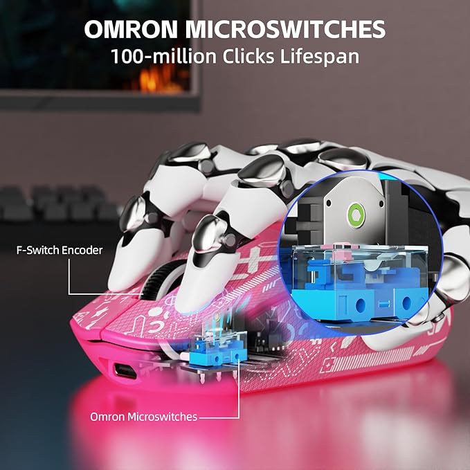ATTACK SHARK G3PRO Wireless Gaming Mouse with RGB Charging Dock,2.4G/USB-C Wired/BT PAW3311 Optical Sensor 1K Polling Rate Adjustable 25K DPI,500mAh Battery Ultra Lightweight 59g Mice (Red&Griptape)