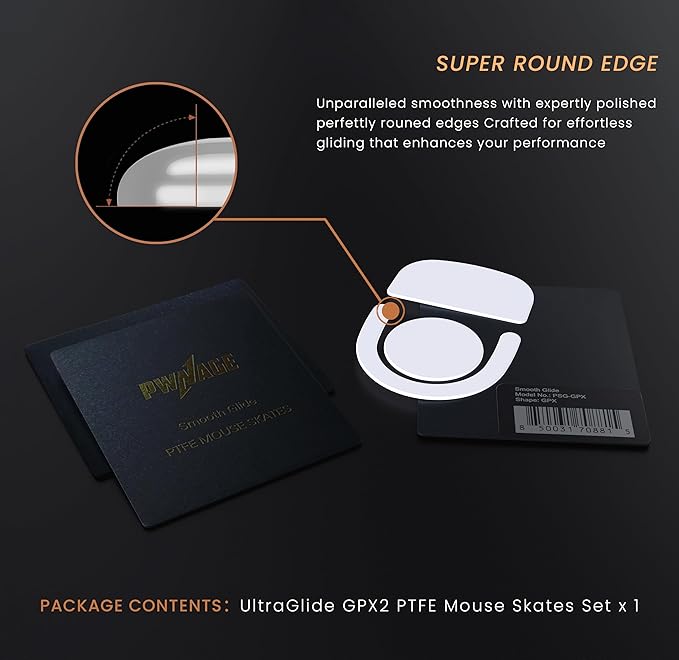 SmoothGlide PTFE Rounded Replacement Mouse Skates Feet for G Pro X 2 Logitech Superlight GPX 2, Ultra-Smooth and Durable, 3M Adhesive, Gaming Mouse White