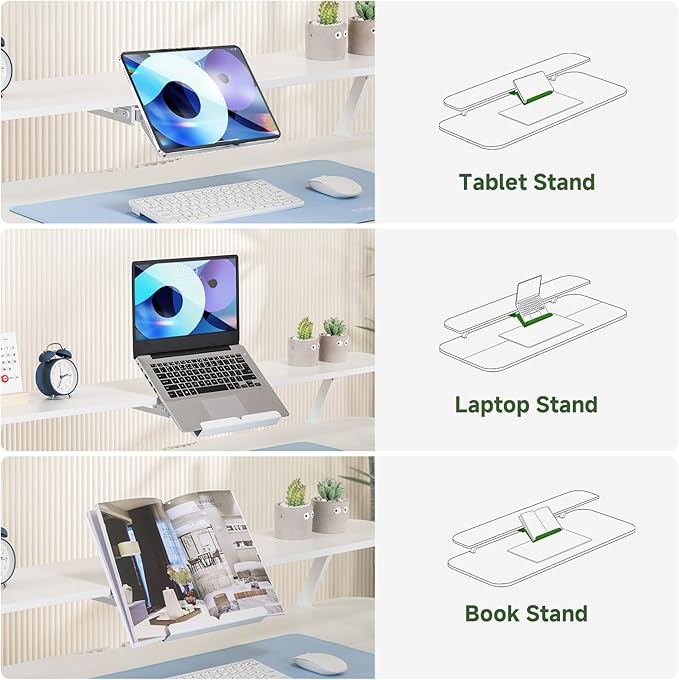 GTPLAYER Electric Standing Desk with Drawers, 48 x 24 Inches Height Adjustable Computer Desk with Monitor Stand, Laptop Stand, Sit Stand up Desk with Memory Preset for Home, Office, White