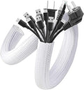 AGPTEK Cable Sleeve, 2Pack 5ft - 1.6 inch Cable Management Desk Cord Cover Organizer Wire Hider for Home Office Computer TV Wire Loom Tubing Pet Proof Cord Protector from Cat Dog Chewing, White
