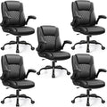 Leather Office Chair, PU Home Computer Desk Chairs with Ergonomic Back Support, 360°Swivel Free，Small Gaming Chair with Wheels and Adjustable Armrests, for Short People Use