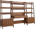 Modway Bixby 3-Piece Home Office Desk and Bookshelf Display Case in Walnut