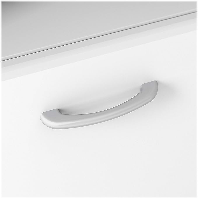 Bush Home Cabot 60W L Shaped Computer Desk with Hutch and Storage in White, 60-inch Corner PC Workstation for Home Office