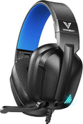 Vakedy Wired Gaming Headset for PC, PS5, PS4, Switch, Gaming Headphones with Noise Canceling Microphone,Computer Headsets with 3.5mm Audio Jack,Folding Design (Black/Blue)
