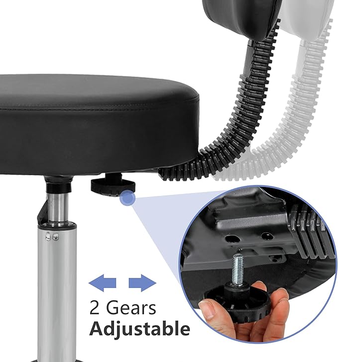 Nova Microdermabrasion Rolling Stool with Wheels Swivel Salon Stool Adjustable Drafting Tattoo Office Chair for Massage Bar Kitchen Spa Shop with Thick Cushion