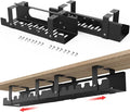 2 in 1 Cable Management Under Desk Black, Adjustable Length(15.7”-31.4”) Extendable Large Cable Management Tray, Cord Hider for Wire Organizer, Cord Organizer for Office, Home